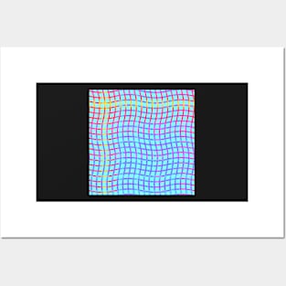 Wavy Plaid Rainbow on Pale Cyan Repeat 5748 Posters and Art